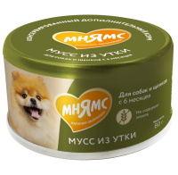 Мнямс влажный дополнительный корм Мусс из утки для собак и щенков старше 6 месяцев 80 г