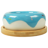 Миска Mr.Kranch Bamboo керамическая голубая на бамбуковой подставке 250 мл