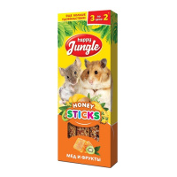 Happy Jungle Палочки для мелких грызунов, мед и фрукты, 3 шт. 90 г.