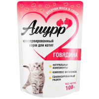 Амурр Влажный корм для котят в соусе с говядиной, 100 г.