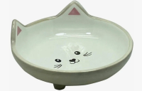 Миска №1 керамическая "мордочка кошки" круглая, серая, 13,5*13*5,5см, 200мл,