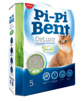 Pi-Pi-Bent DeLuxe КОРОБКА, комкующийся наполнитель, Свежая Трава, 5 кг