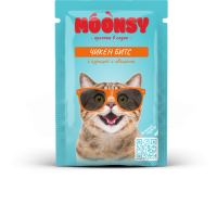 MOONSY Пауч для кошек в соусе "ЧИКЕН БИТС" курица с овощами, 80 г.
