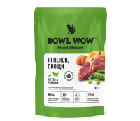 BOWL WOW Кусочки в соусе для котят и беременных кошек, с ягненком и овощами 85 гр, пауч