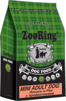 ZOORING MINI ADULT DOG Сухой корм для взрослых собак мини и средних пород Лосось и рис с пробиотиками,