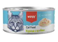 Wanpy Cat Консервы для кошек "Курица с крабом" 95 г