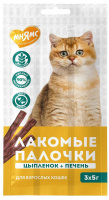 Лакомство Мнямс лакомые палочки для кошек из цыпленка и печени 3х5 г