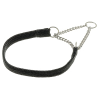 Ошейник-полуудавка [лента-чулок] 10мм [24-30см] с цугом [никель] чёрный 75-2063 Пет лайн