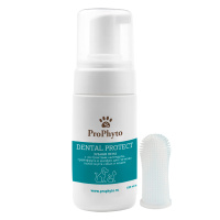 Зубная пена ProPhyto DENTAL PROTECT с экстрактами календулы, грейпфрута и шалфея для гигиены зубов собак и кошек, 100 мл (с щеткой-напальчником) (36009)