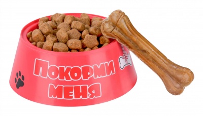 Россия Новинка Миска для собак "Дружок", светло серый, (красная (0,7 л М6951))