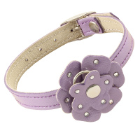 Ошейник-мини кожаный двойной Цветок со стразами M, 10мм*250мм Триол