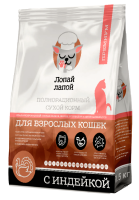 Лопай Лапой корм для кошек с индейкой для всех пород (400 гр)