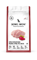 Акция 1+1 BOWL WOW сухой для взрослых собак средних пород с индейкой, курицей, рисом и добавлением свеклы 2 кг