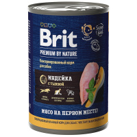 Brit Premium by Nature консервы с индейкой и тыквой для взрослых собак всех пород с чувствительным пищеварением, 410 г.