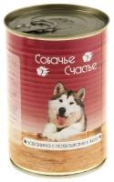Собачье счастье консервы для собак Баранина с потрошками в желе 750 г. (410гр)