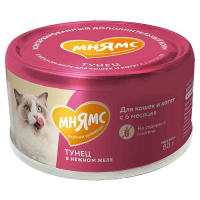 Влажный дополнительный корм Мнямс На каждый день для кошек и котят старше 6 месяцев "тунец в нежном желе" 80 г