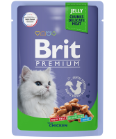 Brit Premium Пауч для взрослых кошек цыпленок в желе 85 г [уценка]
