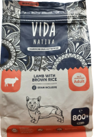 VIDA NATIVA сухой корм для собак для взрослых собак миниатюрных и мелких пород из ягненка с бурым рисом (800 гр)