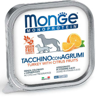 Monge Dog Monoprotein Fruits консервы для собак паштет из индейки с цитрусовыми 150г