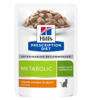 Hills Prescription Diet Metabolic диетический влажный корм для кошек для коррекции веса, с курицей, в паучах - 85 г