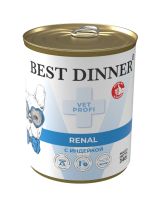 Best Dinner Vet Profi Renal корм при заболеваниях почек у взрослых собак с индейкой консервы (340 гр)