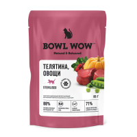 BOWL WOW Кусочки в соусе для стерилизованных кошек, с телятиной с овощами 85 гр, пауч