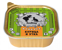 ZOORING Консервы для кошек паштет, Курица и утка 100 г.
