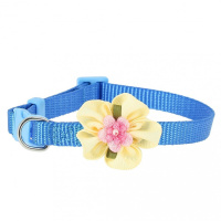 Ошейник нейлон с цветком с пряжкой-защелкой КАСКАД (голубой 10ммx20/30cм)