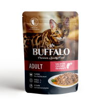 Mr.Buffalo Влажный корм ADULT HAIR & SKIN для взрослых кошек, лосось в соусе, 85 г.