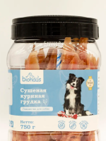BIOHAUS Лакомство для собак Сушеная куриная грудка, 750 г ПОШТУЧНО