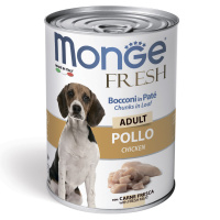 Monge Dog Fresh Chunks in Loaf для взрослых собак, мясной рулет из курицы, консервы 400 г