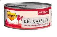 Влажный корм консервы Мнямс для кошек Курица с говядиной в нежном желе 70 г