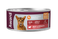 Консерва AWARD для взрослых кошек паштет из говядины со шпинатом 100г