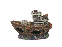 PRIME Декорация пластиковая "Затонувший буксир мини", 85*35*55 мм.