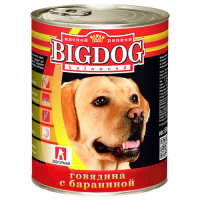 BIG DOG консервы для собак говядина с бараниной, 850 г.