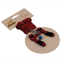 Каскад Комплект нейлон для грызунов поводок 10 мм.х120 см.+шлейка с бубенчиком 10 мм.х15/25 см. красный