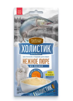 Деревенские лакомства Холистик Премьер лакомство для кошек, нежное пюре из лосося с икрой летучей рыбы - 10 г х 4 шт