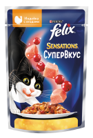 FELIX Sensations Супервкус для кошек, со вкусом индейки и ягод, в желе, пауч, 75 г