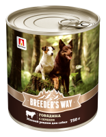 Breeder's Way Влажный корм для собак Говядина c сердцем (750гр)