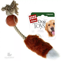GiGwi Игрушка для собак Мячик с лисьим хвостом и пищалкой 40см, серия CATCH & FETCH