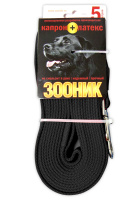 Зооник Поводок капроновый с латексной нитью 5м*20 мм., Черный