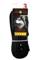 Зооник Поводок капроновый с латексной нитью 3 м.*20 мм., Черный
