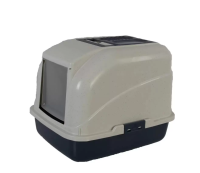 Туалет закрытый "Чистый котик" для кошек с откидной дверцей+фильтр 50*40*41см[Серый]