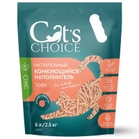 Наполнитель Растительный комкующийся тофу Cat's choice с ароматом "Персик" 6 л/2,5 кг