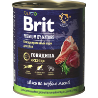 Brit Premium by Nature консервы с говядиной и сердцем для взрослых собак всех пород, 850 г.