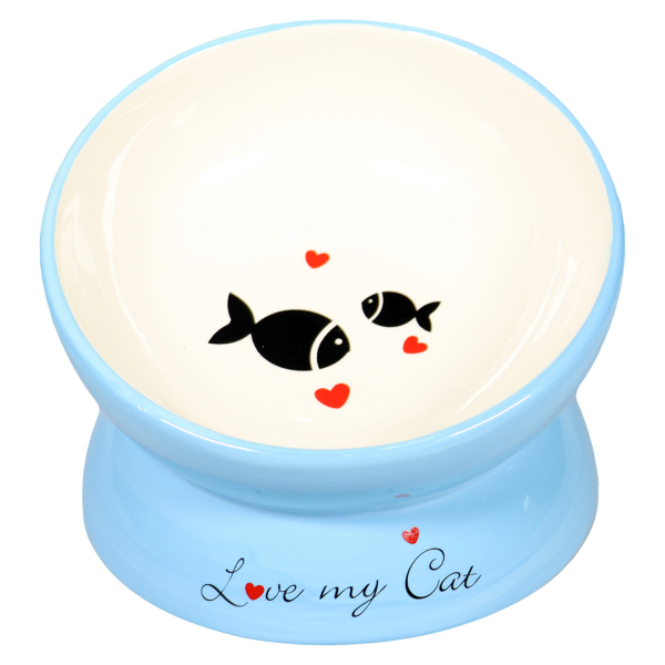 Миска Mr.Kranch керамическая для кошек на подставке (120 мл, голубая)