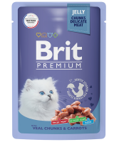 Brit Premium Пауч для котят Телятина с Морковью в желе 85 г [уценка]