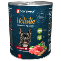 Мясной рацион Holistic, консервы для собак, Телятина с зеленой фасолью, 350 г.