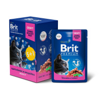Brit Premium Промо-Набор паучи 5+1 для взрослых кошек цыпленок и индейка в соусе 85 г.