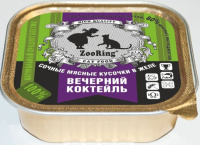 ZOORING Консервы для кошек желе, Вечерний коктейль 100 г.
